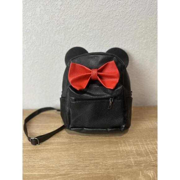 Disney Minnie Mouse Mini Backpack - Black/Red  10” High - Picture 4 of 9